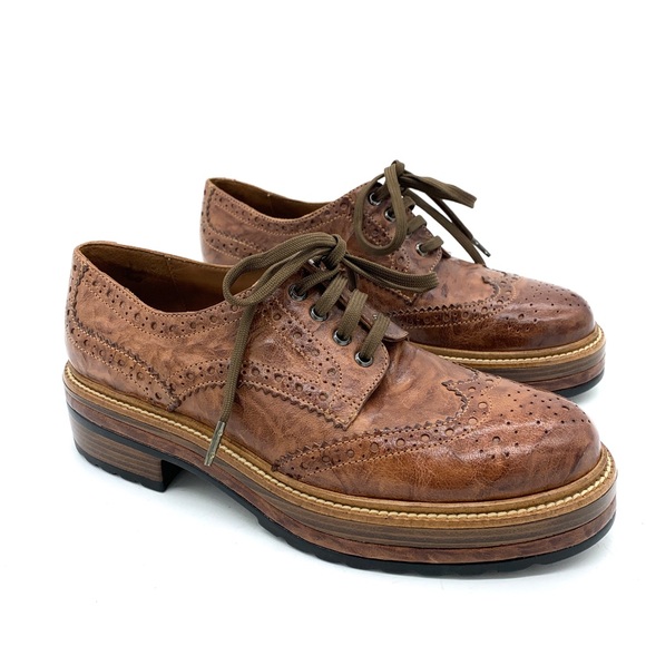 Pons Quintana Brown Leather Brogue Oxfords - Picture 2 of 12